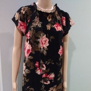 Be Divine Black/Pink multi Floral Maxi  Sundress